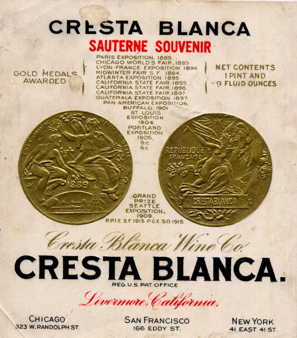 Cresta Blanca Sauterne Souvenir